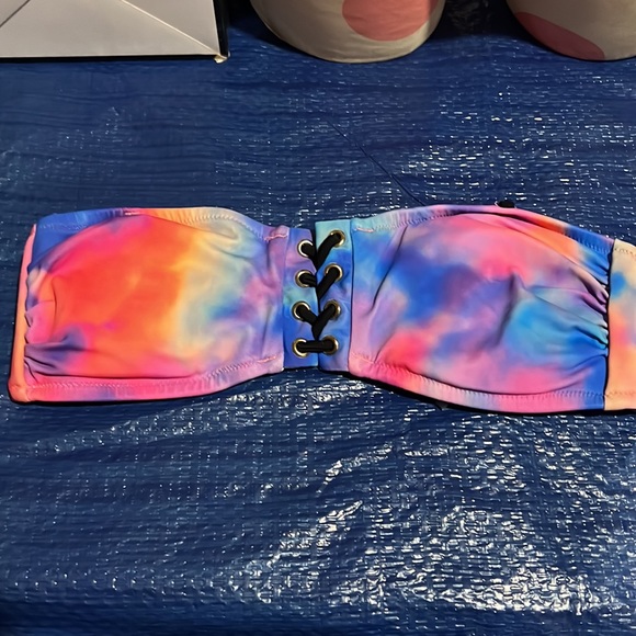 PINK tie dye bandeau bikini set - Picture 4 of 6